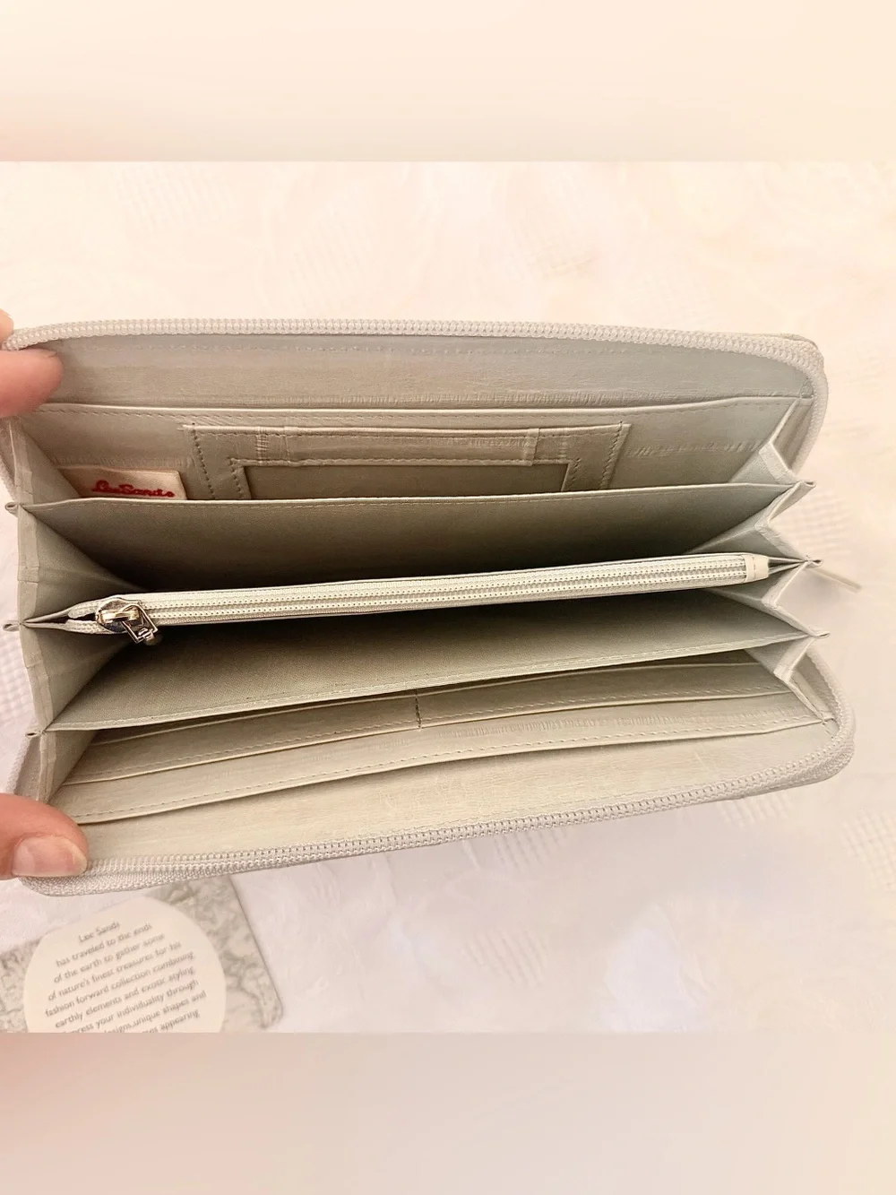 Ivory Zipper Wallet - Elegant Women's Leather Clutch